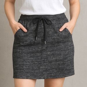 LOFT Black Grey and Silver Metallic Marled Short Wool Blend Pocket Skirt…